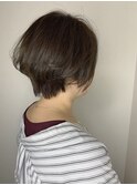 くびれショート_マロンベージュ Aラインボブ かきあげ