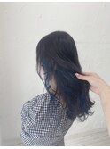 インナーカラーブルーブラックディープシーイルミナサファイア