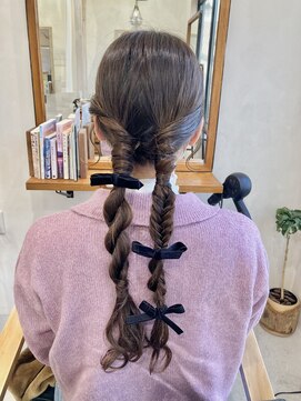 イツキ ヘアーデザイン(ITSUKI hair design) 編みおろしツインテール ヘアセット　ヘアアレンジ