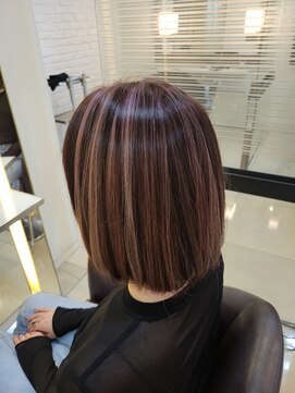 スタイル 成城学園前(STYLE) 似合わせハイライトカラー ピンクベージュ ボブ ストレート