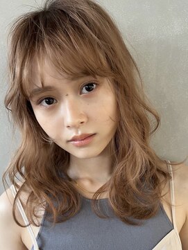 パーク(PARK) 【PARK】おくれ毛ミディアムレイヤー×ウォームベージュ