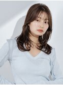 レイヤーカット透明感グレーベージュ似合わせ前髪カット