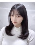 小顔似合わせ前髪韓国顔周りシースルーバングミディアムレイヤー