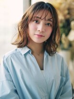 カバーヘア ブリス 川口(COVER HAIR bliss)&nbsp;ハイライトカラー抜け感ウェーブパーマエアリーミディアムtk1