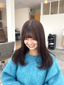 ユニカ 宇都宮(yunica) 縮毛矯正/くびれヘア/アプリコットオレンジ/ハイライトカラー