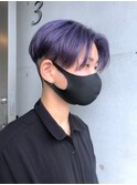 刈り上げセンターパート×パープルグレージュ