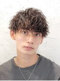 無造作パーマ波巻きスパイラルパーマツーブロックコンマヘア