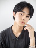 20代30代アッシュブラック斜めバング刈り上げマッシュe北浦和