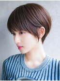大人可愛い20代30代40代黒髪前下がりひし形小顔ボブ丸みショート