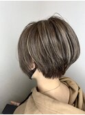 シアーベージュ_マロンベージュ Aラインボブ かきあげ