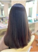 大人可愛いストレートアッシュベージュ髪質改善艶感カラー