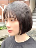 前下がりボブ 切りっぱなしボブ ショートボブ 縮毛矯正 髪質改善