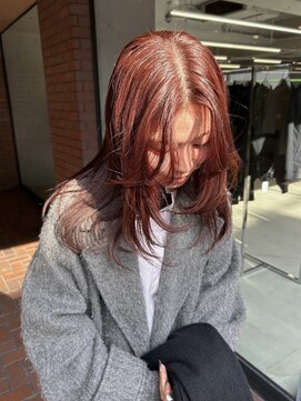 ノラ ヘアーサロン(NORA HAIR SALON) 【大久保】ブリーチなしで作るレッドカラー顔まわりカット