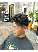 刈り上げショートメンズカットフェザーパーマスパイラルパーマ