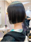 髪質改善縮毛矯正レイヤーカット顔周り前髪韓国ミニボブ/銀座