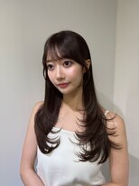 ヴィオットバイサロン(Viot by Salon)&nbsp;前髪ありくびれヘア夏アプリコットオレンジハイライトカラー