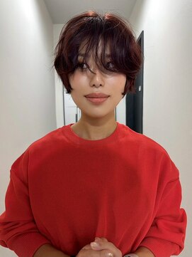 ショート/レイヤーボブ/ローズブラウン