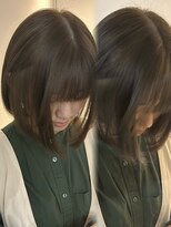 チル 福井駅前店(Chill)&nbsp;福井ブリーチなしダブルオリーブベージュ透明感カラーボブ学生