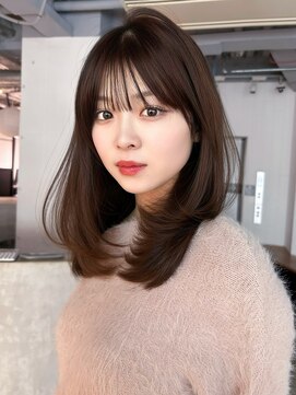 アルバム 池袋(ALBUM) ロング顔周りレイヤー韓国ヘアココアベージュ_F1277