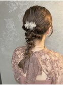 【編み下ろしヘアアレンジ】ヘアセット低めシニヨンカチモリ渋谷