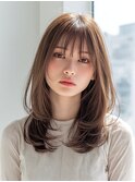 ミディアムレイヤー/ハッシュカット/ブラウン/シャギーカット