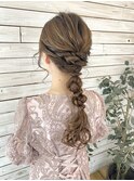 お呼ばれへア/結婚式/大人可愛い編みおろしアレンジ
