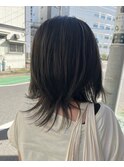 黒髪/グレーベージュ/レイヤーロング/前髪パーマ[千葉]