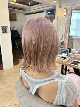 ロストシティ 横浜(LOST CITY) 【Lostcity】くすみピンクベージュピンクカラー切りっぱなしボブ