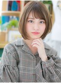 斜めバングカーキアッシュ小顔ミディアムボブc6大宮20代30代40代
