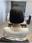 大人可愛いワンカール丸みボブ黒髪ストレート髪質改善20代30代