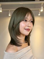ヌープヘアーアイス(NUUP.hair ici)&nbsp;大人可愛いレイヤーカット/オリーブベージュ/透明感/夏カラー