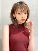 大人可愛い/イメチェン/前髪/ラベンダーカラー/くびれミディ