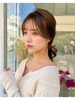 結んでも可愛い韓国顔まわりレイヤーカット 2wayバング ベージュ