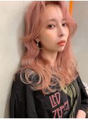 【Blanc】ペールピンク＿ピンクベージュ＿春パーマセミディ
