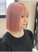 4762艶髪ベビーピンクタンバルモリボブ韓国ヘアホワイトピンク