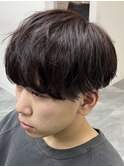 刈り上げマッシュ/レッドブラウンカラー/グレーブルーカラー