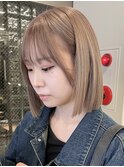 渋谷ブリーチカラータッセルボブ顔周りレイヤー切りっぱなしボブ