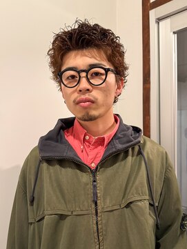 パーク(PARK) メンズピンパーマウルフブラウンショートアップバング