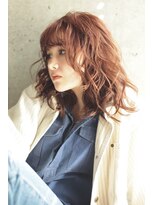 アンド(AND)&nbsp;ミディアム　くせ毛　ピンクベージュ