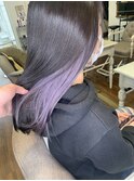 20代30代小顔ゆるふわミディインナーカラーペールパープル