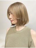 原宿ミルクティーアッシュベージュレイヤーショートウルフボブ