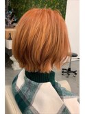ショートボブ×オレンジベージュ
