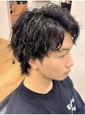 ツイストスパイラルパーマウルフメンズカットメンズサロン眉毛