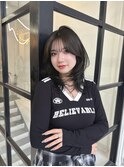 オリーブグレーカラー×レイヤーカット