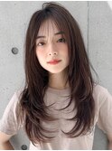 ミディアムレイヤーカット薄めバングうるツヤレイヤーカット