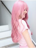 原宿　ピンクカラー　　ロングレイヤー　ケアブリーチ　２回