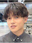 大分シャドウパーマメンズカットラウンドマッシュツーブロック