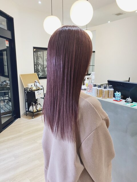 【韓国スタイル】パープルピンク×髪質改善ストレート