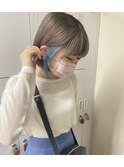 インナーカラー水色×ミルクティーベージュ