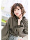 くせ毛風フェザーバング小顔ミディアムボブで★重軽MIX b1